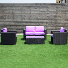 Load image into Gallery viewer, 4PC Rattan Patio Furniture Set Outdoor Wicker With Blue Cushion-Purple