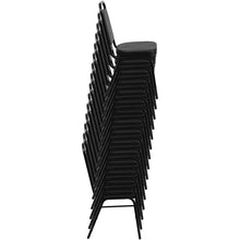 Load image into Gallery viewer, Trapezoidal Back Stacking Banquet Chair in Navy Patterned Fabric - Gold Frame
