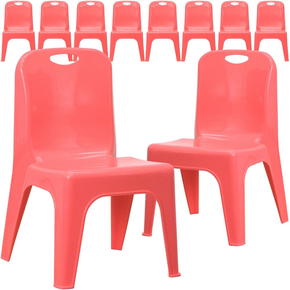 10 Pk. Red Plastic Stackable School Chair with Carrying Handle