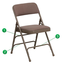 Load image into Gallery viewer, 4 Pk. Curved Triple Braced &amp; Double Hinged Beige Fabric Metal Folding Chair
