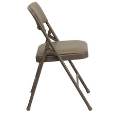 Load image into Gallery viewer, 4 Pk. Curved Triple Braced &amp; Double Hinged Beige Vinyl Metal Folding Chair
