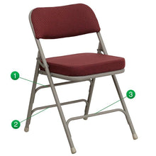 Load image into Gallery viewer, 4 Pk. Triple Braced &amp; Double Hinged Burgundy Fabric Metal Folding Chair
