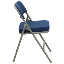 Load image into Gallery viewer, 4 Pk. Triple Braced &amp; Double Hinged Navy Fabric Metal Folding Chair
