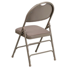 Load image into Gallery viewer, 4 Pk. Triple Braced Beige Fabric Metal Folding Chair with Easy-Carry Handle
