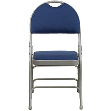 Load image into Gallery viewer, 4 Pk. Triple Braced Navy Fabric Metal Folding Chair with Easy-Carry Handle
