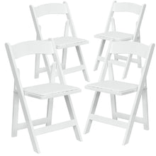 Load image into Gallery viewer, 4 Pk. HERCULES Series White Wood Folding Chair with Vinyl Padded Seat
