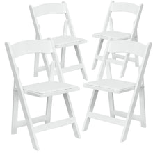 Load image into Gallery viewer, 4 Pk. HERCULES Series White Wood Folding Chair with Vinyl Padded Seat
