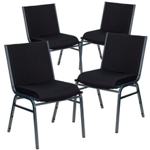 Load image into Gallery viewer, 4 Pk. Heavy Duty, 3&#39;&#39; Thickly Padded, Black Patterned Upholstered Stack Chair
