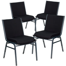 Load image into Gallery viewer, 4 Pk. Heavy Duty, 3&#39;&#39; Thickly Padded, Black Patterned Upholstered Stack Chair
