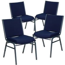 Load image into Gallery viewer, 4 Pk. 3'' Thickly Padded, Navy Blue Patterned Upholstered Stack Chair
