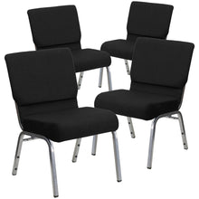 Load image into Gallery viewer, 4 Pk. 21&#39;&#39; Black Fabric Stacking Church Chair - Silver Vein Frame
