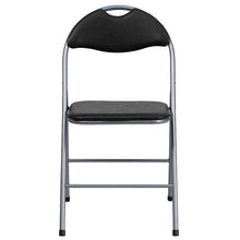 Load image into Gallery viewer, 4 Pk. HERCULES Series Black Vinyl Metal Folding Chair with Carrying Handle
