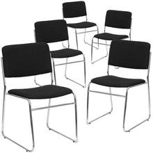 Load image into Gallery viewer, 5 Pk. 1000 lb. Capacity Black Fabric Stacking Chair with Chrome Sled Base
