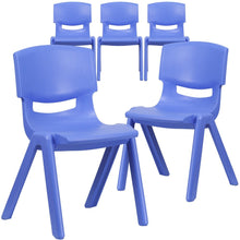 Load image into Gallery viewer, 5 Pk. Blue Plastic Stackable School Chair with 15.5&#39;&#39; Seat Height
