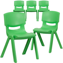 Load image into Gallery viewer, 5 Pk. Green Plastic Stackable School Chair with 15.5'' Seat Height

