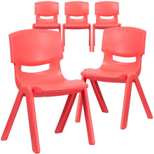 Load image into Gallery viewer, 5 Pk. Red Plastic Stackable School Chair with 15.5'' Seat Height
