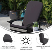 Load image into Gallery viewer, Set of 2 Adirondack Rocking Chairs in Gray with Gray Cushions, Porch, and Patio
