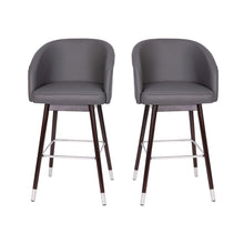 Load image into Gallery viewer, 30" Mid-Back Barstoo, Gray LeatherSoft/Bronze Accents-Set of 2
