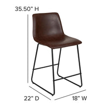 Load image into Gallery viewer, 24 Inch LeatherSoft Counter Height Barstools in Dark Brown, Set of 2
