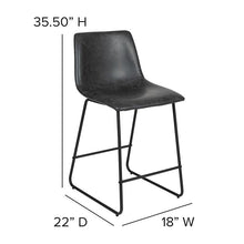 Load image into Gallery viewer, 24 Inch LeatherSoft Counter Height Barstools in Dark Gray, Set of 2

