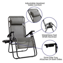 Load image into Gallery viewer, Adjustable Folding Mesh Zero Gravity Reclining Lounge Chair in Gray, Set of 2
