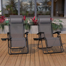 Load image into Gallery viewer, Adjustable Folding Mesh Zero Gravity Reclining Lounge Chair in Gray, Set of 2
