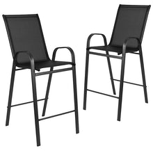 Load image into Gallery viewer, 2 Pack Black Outdoor Barstool with Flex Comfort Material and Metal Frame
