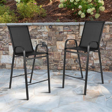 Load image into Gallery viewer, 2 Pack Black Outdoor Barstool with Flex Comfort Material and Metal Frame
