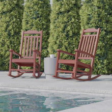 Load image into Gallery viewer, Set of 2 Red Faux Wood Rocking Chairs for Indoor or Outdoor Use
