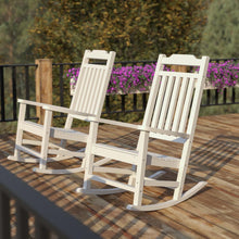 Load image into Gallery viewer, Set of 2 White Faux Wood Rocking Chairs for Indoor or Outdoor Use

