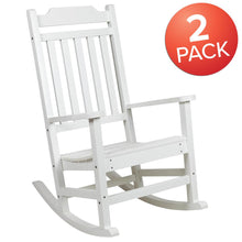Load image into Gallery viewer, Set of 2 White Faux Wood Rocking Chairs for Indoor or Outdoor Use
