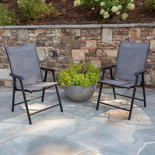 Load image into Gallery viewer, Gray Outdoor Folding Patio Sling Chair with Black Frame (2 Pack)
