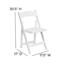 Load image into Gallery viewer, 2 Pack White Wood Folding Chair with Vinyl Padded Seat

