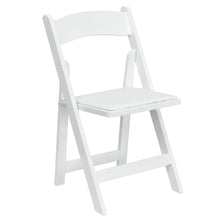 Load image into Gallery viewer, 2 Pack White Wood Folding Chair with Vinyl Padded Seat
