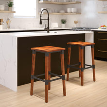 Load image into Gallery viewer, Set of 2 Commercial Grade Industrial Style Backless Dining Barstools
