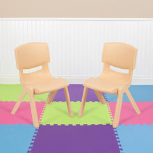 Load image into Gallery viewer, 2 Pack Natural Plastic Stackable School Chair with 10.5" Seat Height

