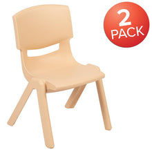Load image into Gallery viewer, 2 Pack Natural Plastic Stackable School Chair with 10.5" Seat Height
