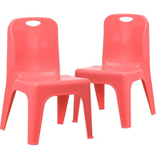 Load image into Gallery viewer, 2 Pack Red Plastic Stackable School Chair with Carrying Handle
