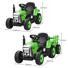 Load image into Gallery viewer, 12V Kids Ride On Tractor with Trailer Ground Loader-Green

