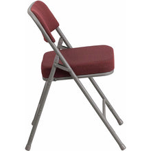 Load image into Gallery viewer, Triple Braced &amp; Double Hinged Burgundy Fabric Metal Folding Chair pack of 4
