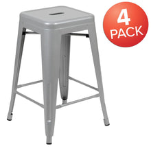 Load image into Gallery viewer, Modern Industrial Metal Stool in Silver (Set of 4)
