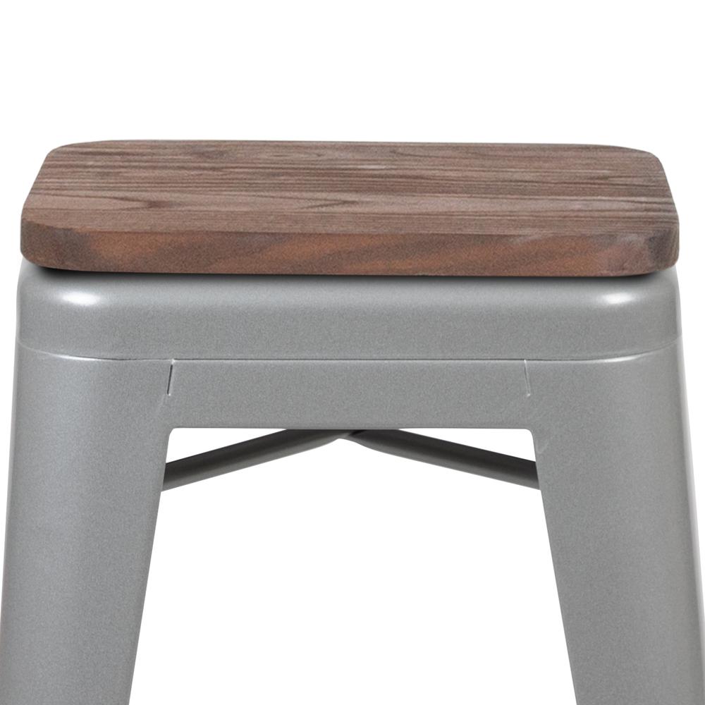 Set of 4 Modern Industrial Metal Stools  in Silver