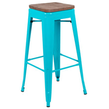 Load image into Gallery viewer, Set of 4 Modern Industrial Metal Stools  in Teal
