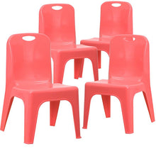 Load image into Gallery viewer, 4 Pack Red Plastic Stackable School Chair with Carrying Handle
