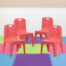 Load image into Gallery viewer, 4 Pack Red Plastic Stackable School Chair with Carrying Handle
