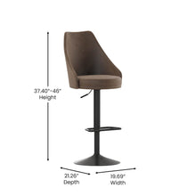 Load image into Gallery viewer, Set of 2 Barstools with Upholstered Tufted Seats and Pedestal Base, Brown
