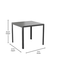 Load image into Gallery viewer, Black Steel Patio Dining Table for 4 with Black Poly Resin Slatted Top
