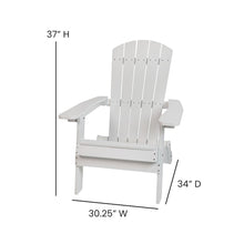 Load image into Gallery viewer, Set of 2Folding Adirondack Chairs in White with Gray Cushions, Porch, and Patio
