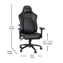 Load image into Gallery viewer, High Back Gaming Chair with 4D Armrests, Black with Blue Stitching
