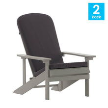 Load image into Gallery viewer, Set of 2 Adirondack Chairs in Gray with Gray Cushions for Deck, Porch, and Patio

